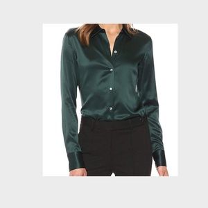 Theory Fitted Blouse - Billiard Green